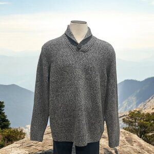 Old Navy XXL Gray Shawl Collar Sweater Marled Knit Fall Layers Cozy Grandpa Core